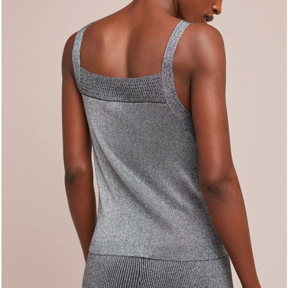 Splendid x Margherita Silver Sparkly Knit Sleeveless Top Women's Large - Picture 2 of 7